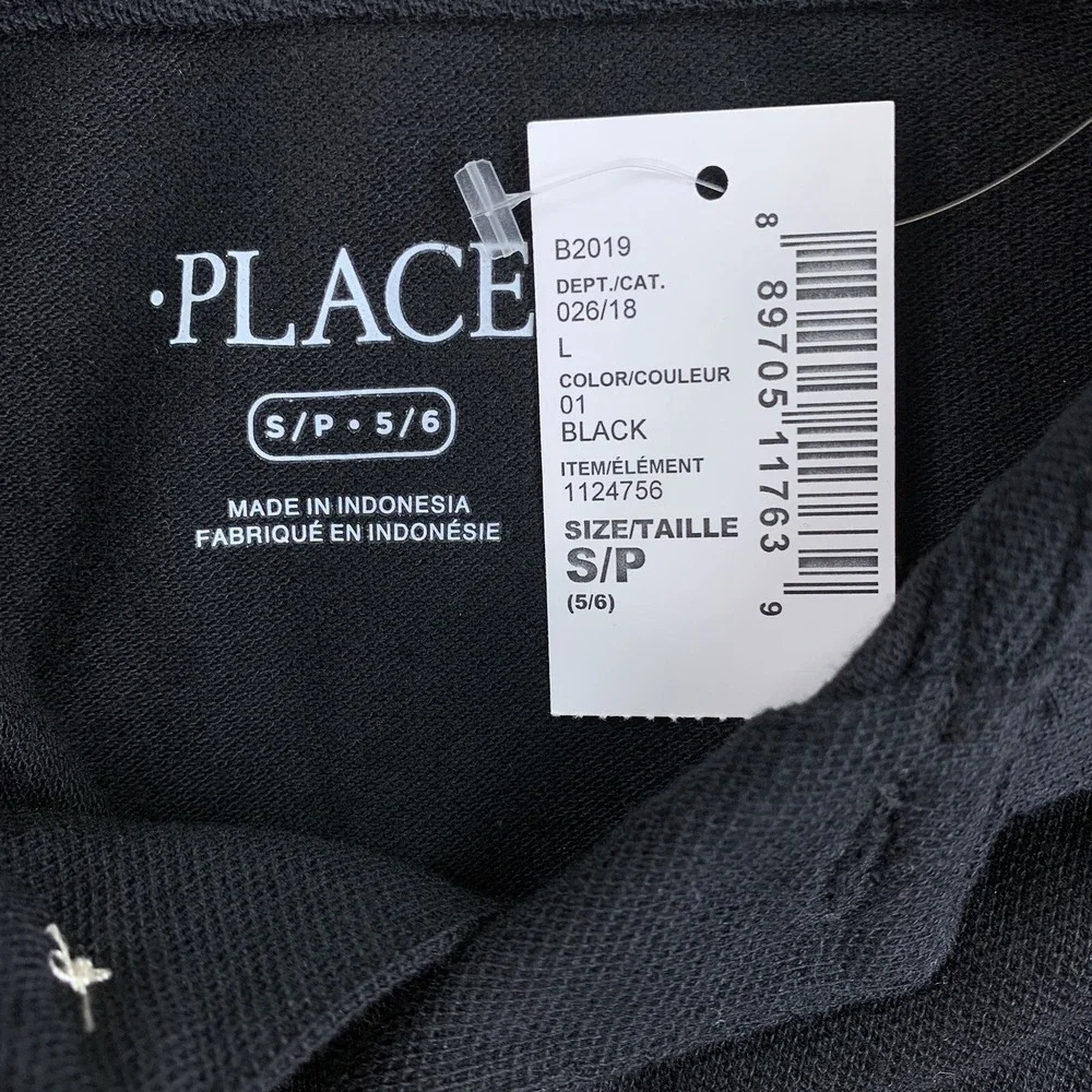 The Children's Place Boys Size Small 5/6 Black Uniform Pique Polo NWT